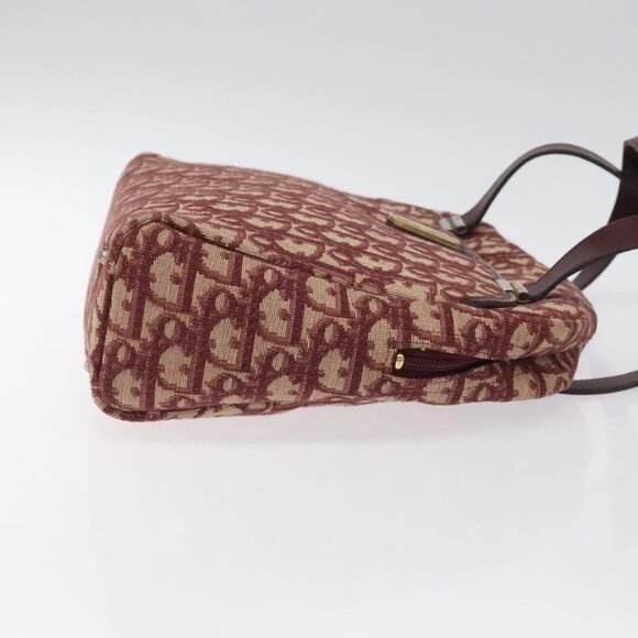 Christian Dior Trotter Canvas Hand Bag Red Gold Auth - Picture 10 of 15